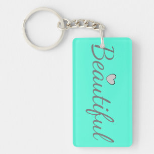 Beautiful Cute Word Print Turquoise Key Ring