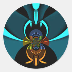 Beautiful Cyan Abstract Art Print Classic Round Sticker