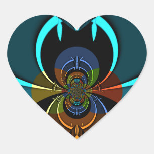Beautiful Cyan Abstract Art Print Heart Sticker