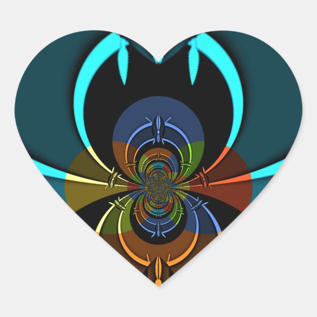 Beautiful Cyan Abstract Art Print Heart Sticker (Front)