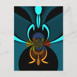 Beautiful Cyan Abstract Art Print Postcard