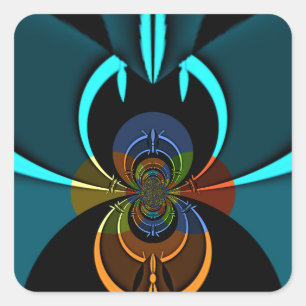 Beautiful Cyan Abstract Art Print Square Sticker