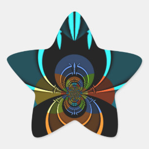 Beautiful Cyan Abstract Art Print Star Sticker