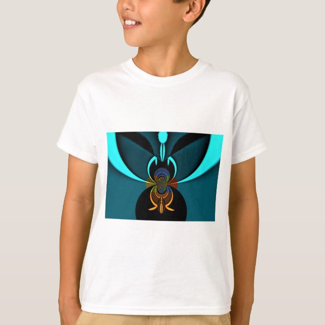 Beautiful Cyan Abstract Art Print T-Shirt (Front)