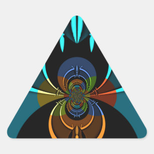 Beautiful Cyan Abstract Art Print Triangle Sticker