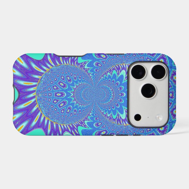 Beautiful cyan blue kaleidoscope vector art design (Back (Horizontal))