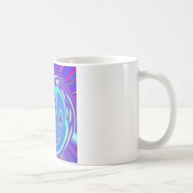 Beautiful cyan blue kaleidoscope vector art design coffee mug (Right)