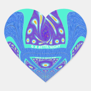 Beautiful cyan blue kaleidoscope vector art design heart sticker