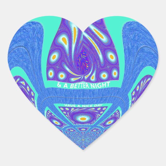 Beautiful cyan blue kaleidoscope vector art design heart sticker (Front)