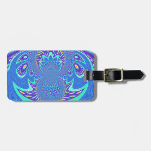 Beautiful cyan blue kaleidoscope vector art design luggage tag