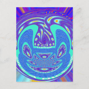 Beautiful cyan blue kaleidoscope vector art design postcard