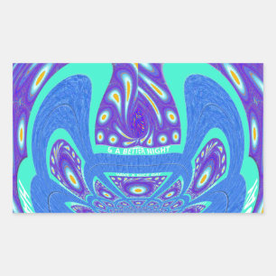 Beautiful cyan blue kaleidoscope vector art design rectangular sticker