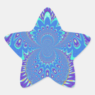 Beautiful cyan blue kaleidoscope vector art design star sticker