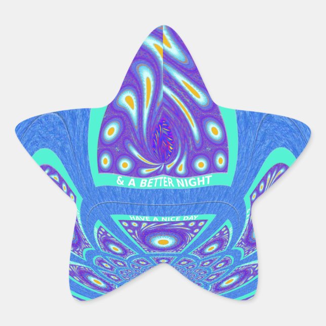 Beautiful cyan blue kaleidoscope vector art design star sticker (Front)