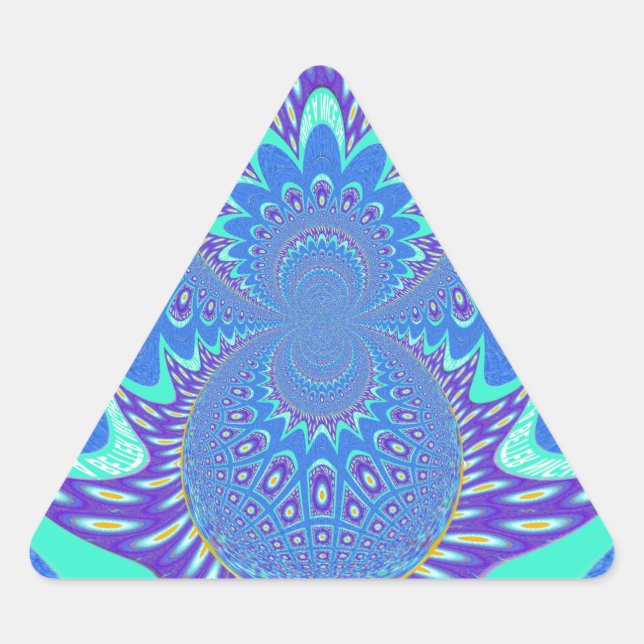 Beautiful cyan blue kaleidoscope vector art design triangle sticker (Front)