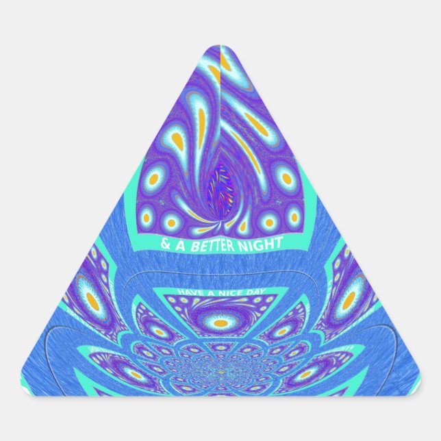 Beautiful cyan blue kaleidoscope vector art design triangle sticker (Front)
