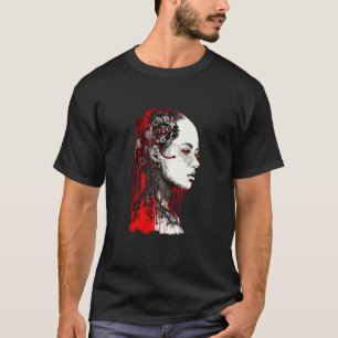 Beautiful Cyborg Gothic Woman Trash Polka Art T-Shirt
