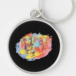 Beautiful dachshund dog key ring