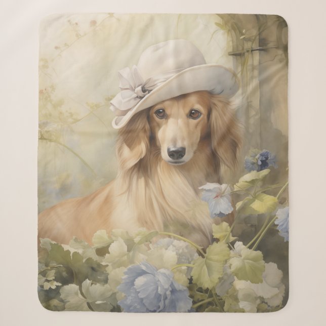 Beautiful Dachshund Sherpa Blanket (Front)
