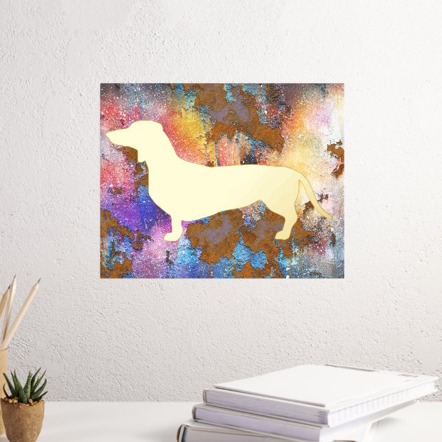 Beautiful Dachshund Silhouette Foil Print (In Situ (Desk 3))