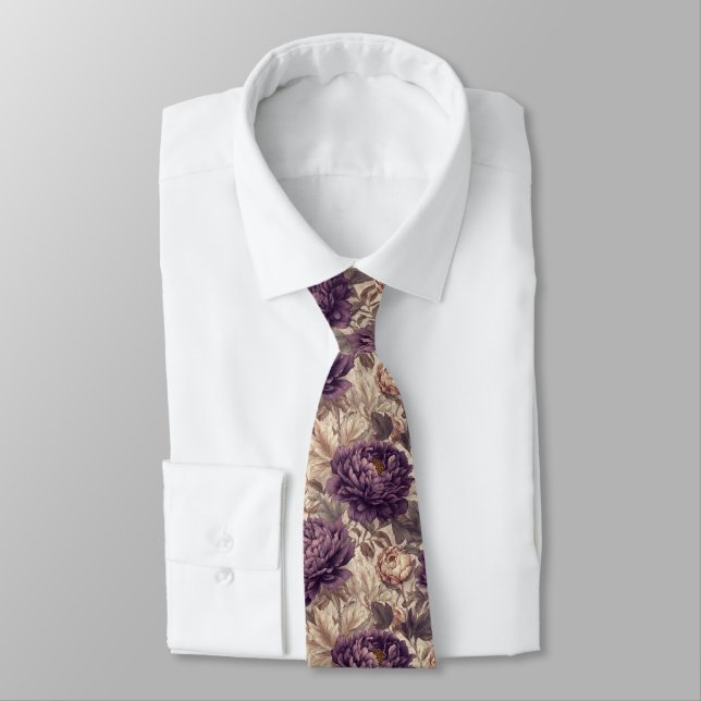 Beautiful Dads Day Gifts Peonies Floral Tie (Tied)
