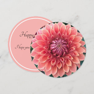 Beautiful Dahlia Happy Birthday Custom Text Circle Card