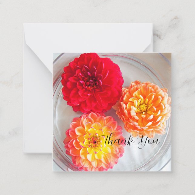 Beautiful Dahlias Thank You Note Card (Front)