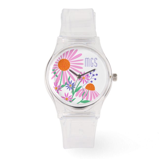 Beautiful Daisies custom monogram watches (Front)