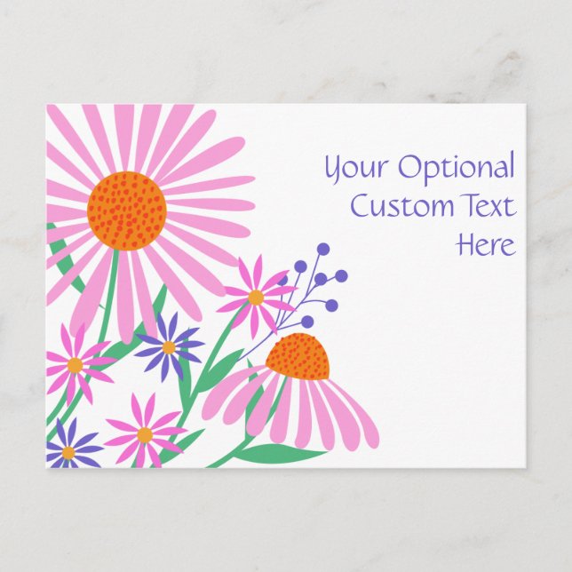 Beautiful Daisies custom text postcard (Front)
