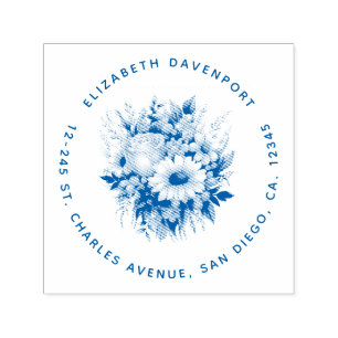 Beautiful Daisies Flower Bouquet Address Self-inking Stamp