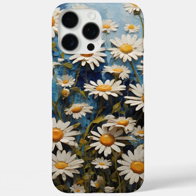 Beautiful daisies on a blue background Case-Mate iPhone case (Back)