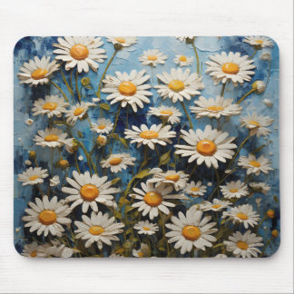 Beautiful daisies on blue background mouse mat