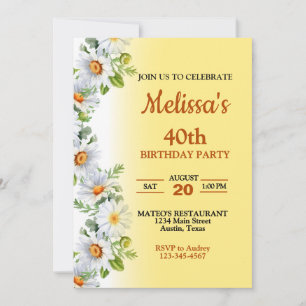 Beautiful Daisy Birthday Party Invitation