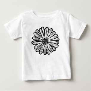 Beautiful Daisy Flower, Halftone Illustration Baby T-Shirt