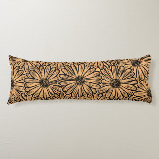 Beautiful Daisy Flower, Halftone Illustration Body Cushion