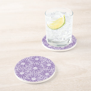 Beautiful Daisy Flower, Halftone Illustration Coaster
