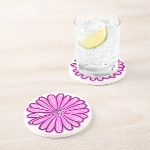 Beautiful Daisy Flower, Halftone Illustration Coaster