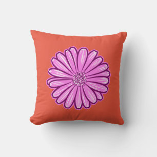 Beautiful Daisy Flower, Halftone Illustration Cushion