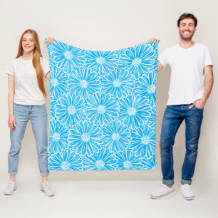 Beautiful Daisy Flower, Halftone Illustration Fleece Blanket