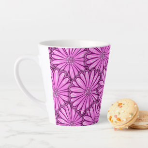 Beautiful Daisy Flower, Halftone Illustration Latte Mug