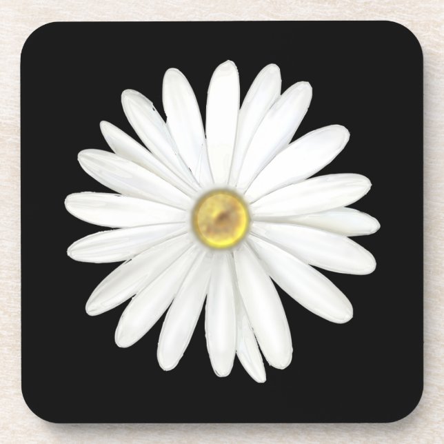Beautiful Daisy Flower on Black Coaster (Front)