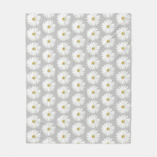 Beautiful Daisy Flower on Light Grey Fleece Blanket