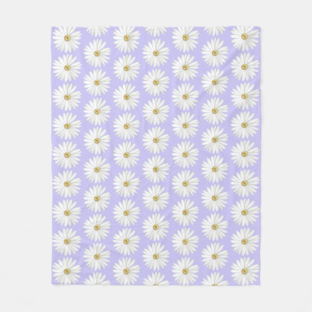 Beautiful Daisy Flower on Light Periwinkle Fleece Blanket (Front)