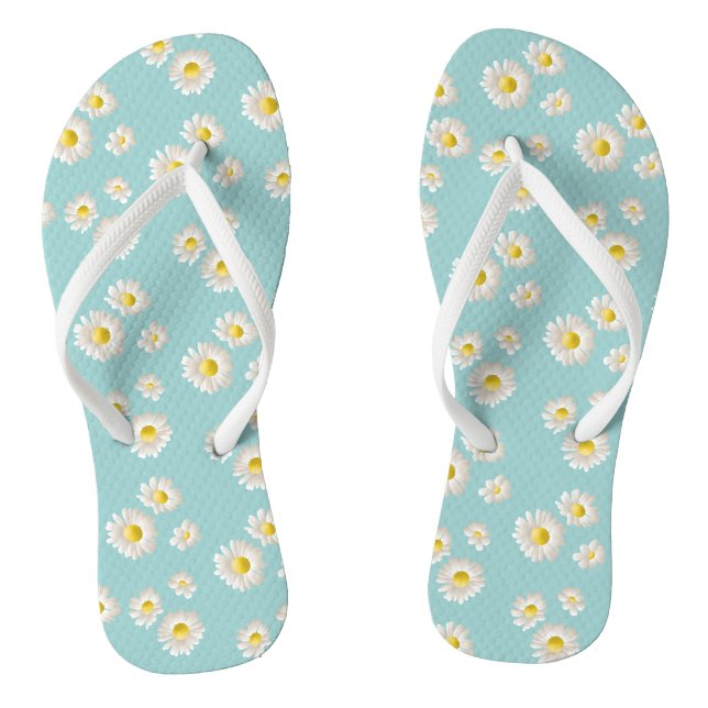 Beautiful Daisy Flower Pattern Flip Flops (Footbed)