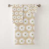 Beautiful Daisy Flower Pattern on Sand Beige