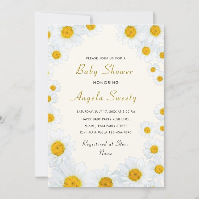 Beautiful Daisy Flowers Baby Shower Invitation (Front)