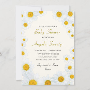 Beautiful Daisy Flowers Baby Shower Invitation