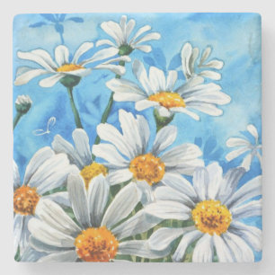 Beautiful Daisy Flowers Fine Art Stone Coaster
