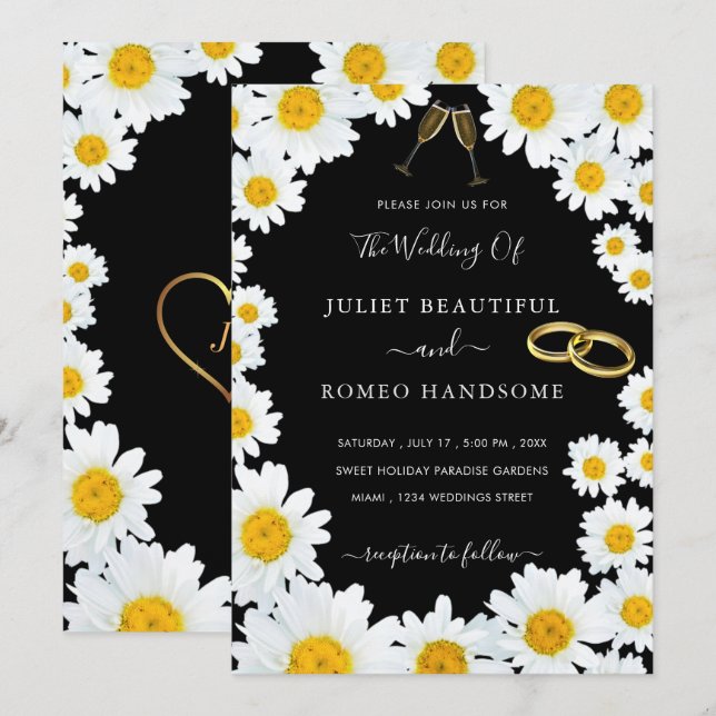 Beautiful Daisy Flowers Love Wedding Invitation  (Front/Back)