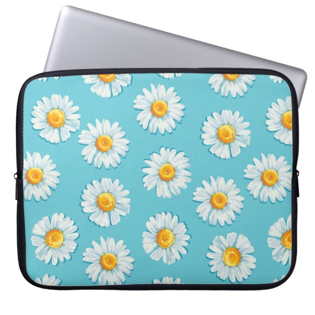 Beautiful daisy flowers seamless pattern laptop sleeve (Front)